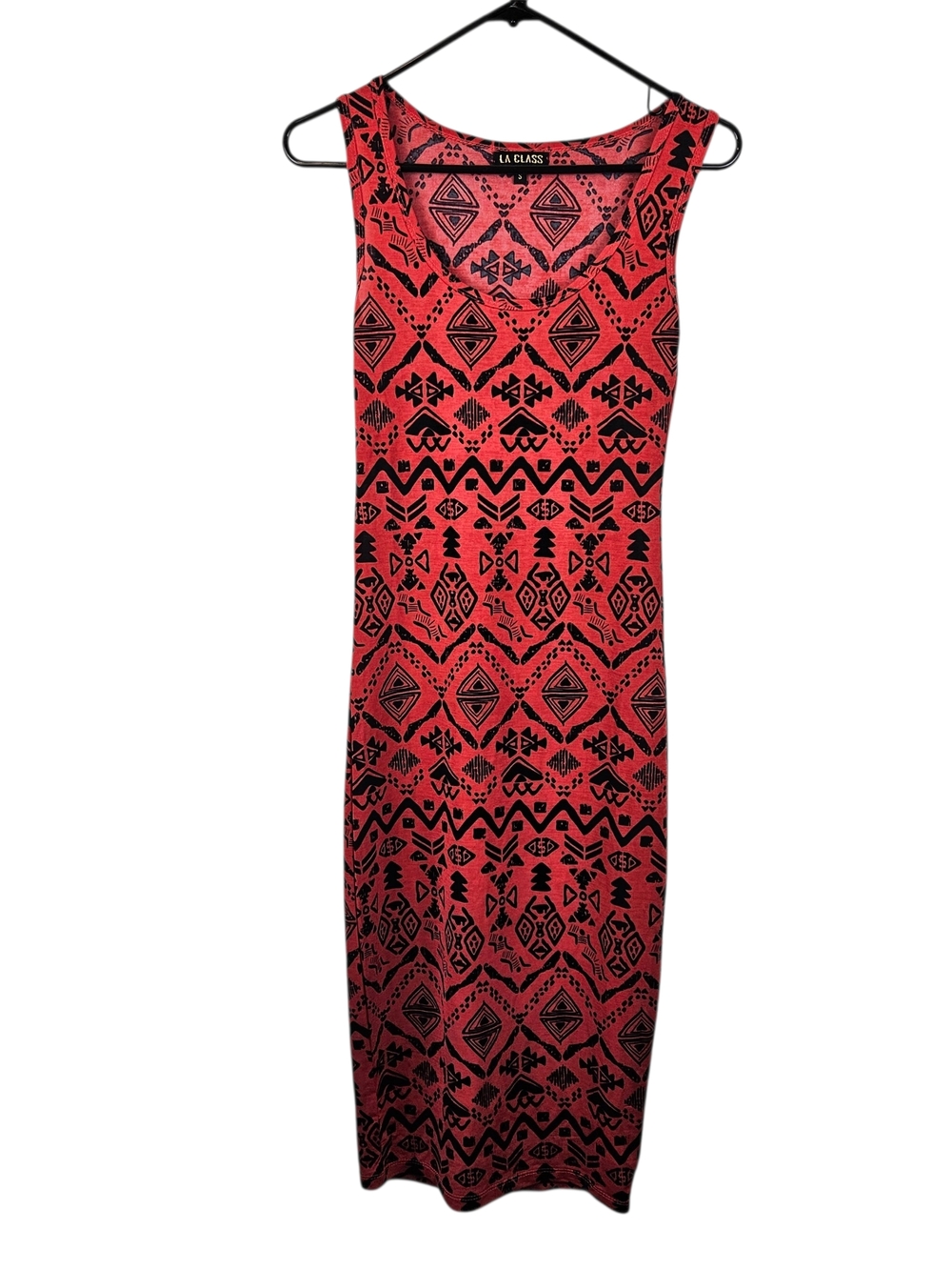LA CLASS Red Tribal Printed Short Sleeve Top Size Small